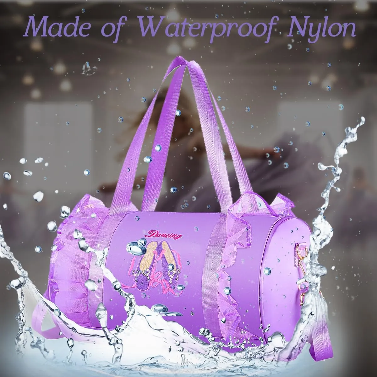 Dorlubel Cute Toddler Ballet Dance Bag for little Girl Tutu Dress Bag with Key Chain (Purple Shoes)