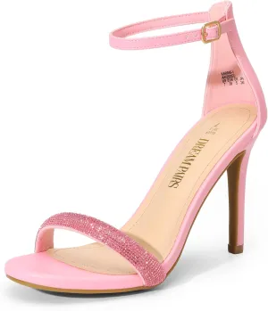 DREAM PAIRS Women's High Heels Flower Ankle Strap Stilettos Round Open Toe Dressy Sexy Sandals