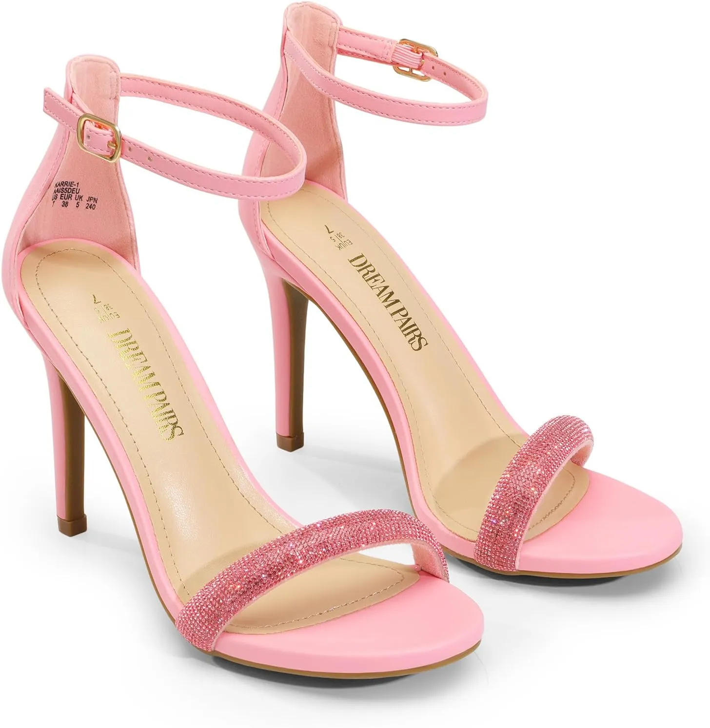 DREAM PAIRS Women's High Heels Flower Ankle Strap Stilettos Round Open Toe Dressy Sexy Sandals