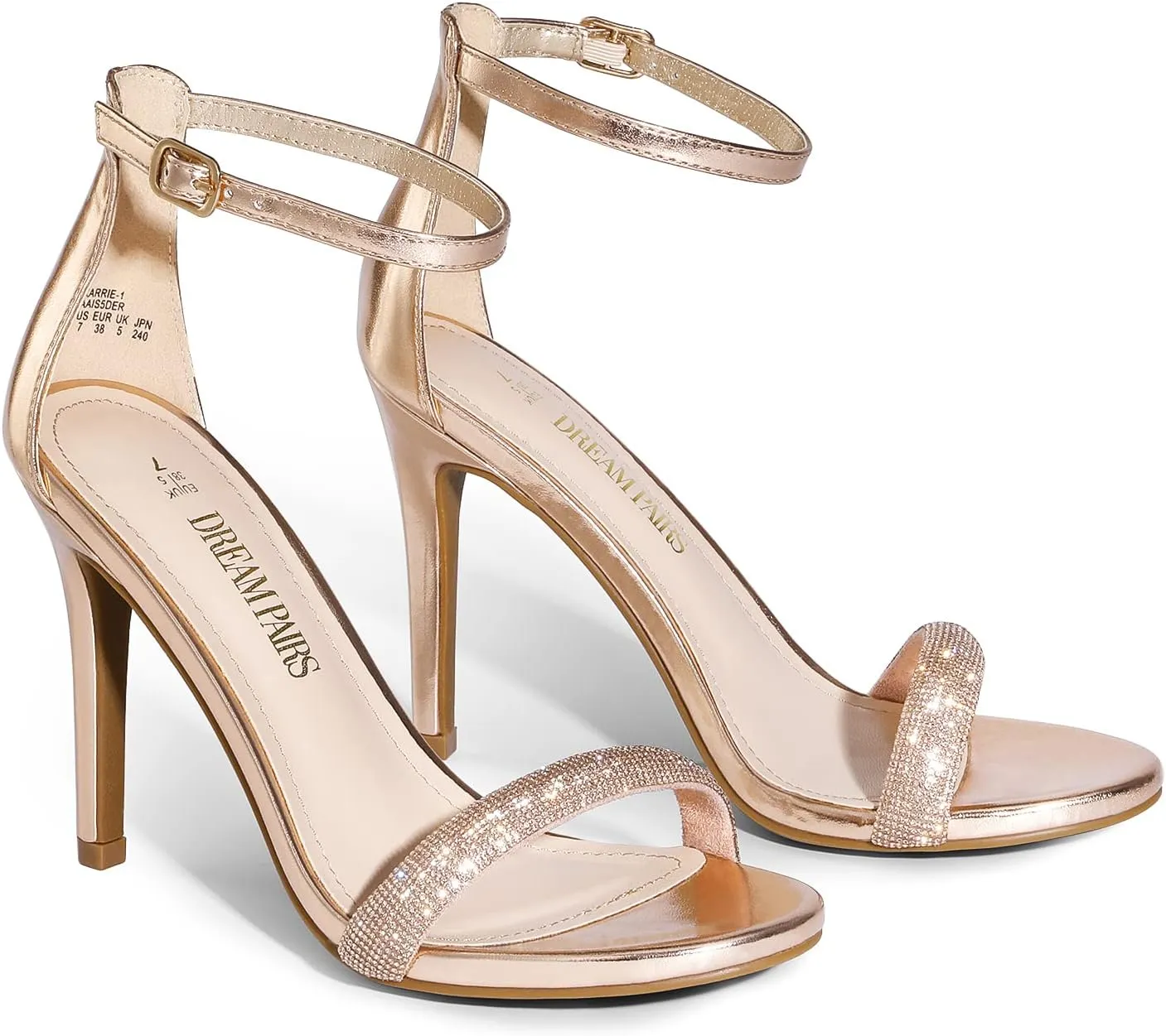DREAM PAIRS Women's High Heels Flower Ankle Strap Stilettos Round Open Toe Dressy Sexy Sandals