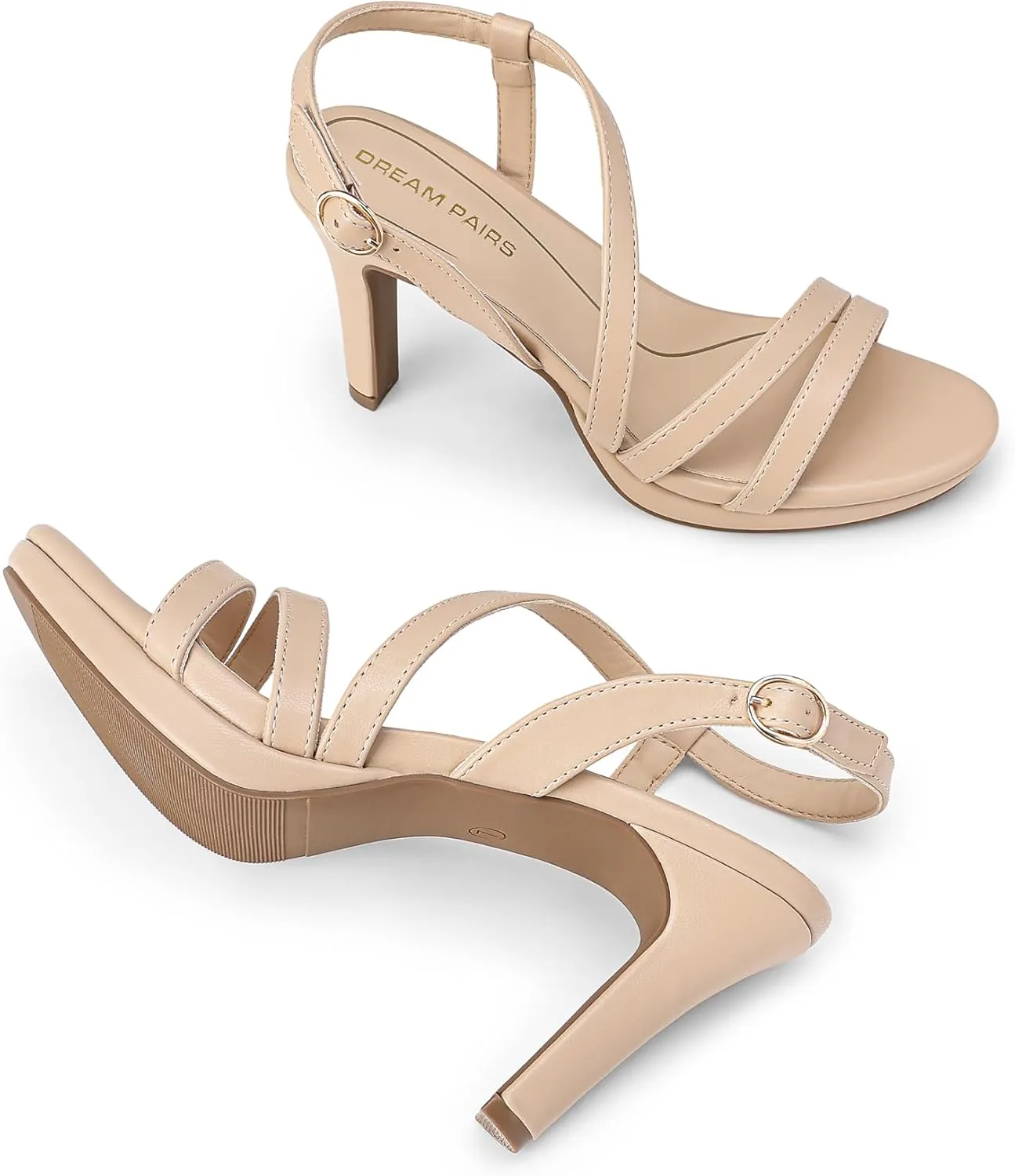 DREAM PAIRS Women's Platform Strappy Heels High Heeled Sandals Open Toe Comfortable Dressy Shoes with Adjustable Ankle Strap