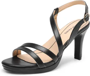 DREAM PAIRS Women's Platform Strappy Heels High Heeled Sandals Open Toe Comfortable Dressy Shoes with Adjustable Ankle Strap