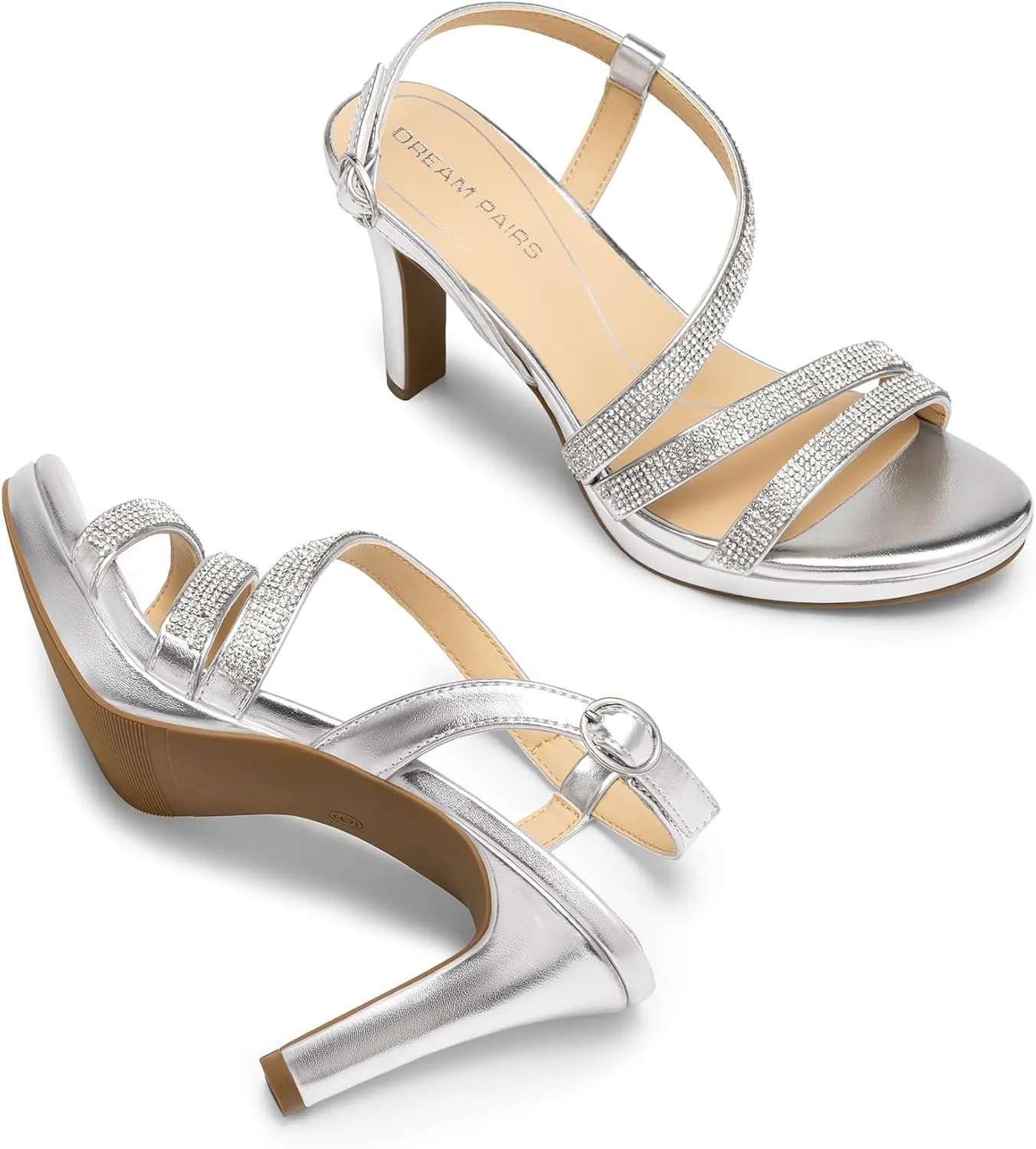 DREAM PAIRS Women's Platform Strappy Heels High Heeled Sandals Open Toe Comfortable Dressy Shoes with Adjustable Ankle Strap
