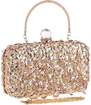 E-commerce source new women's beaded dinner bag clutch bag hard box small square bag ladies dress bag