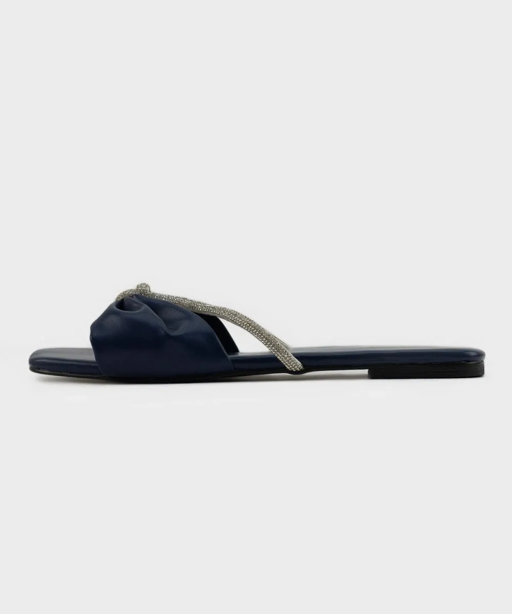Embellished Faux Leather Flats