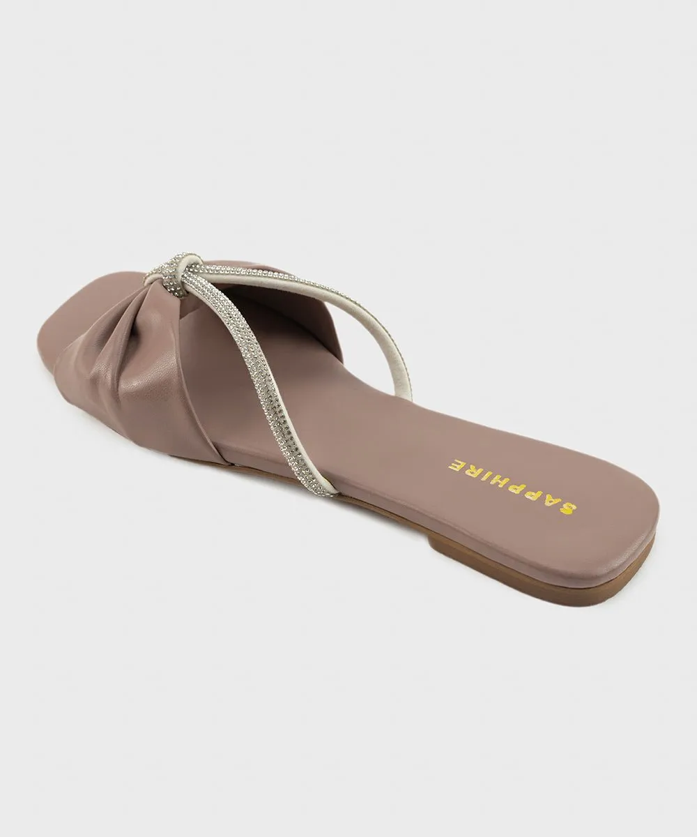 Embellished Faux Leather Flats