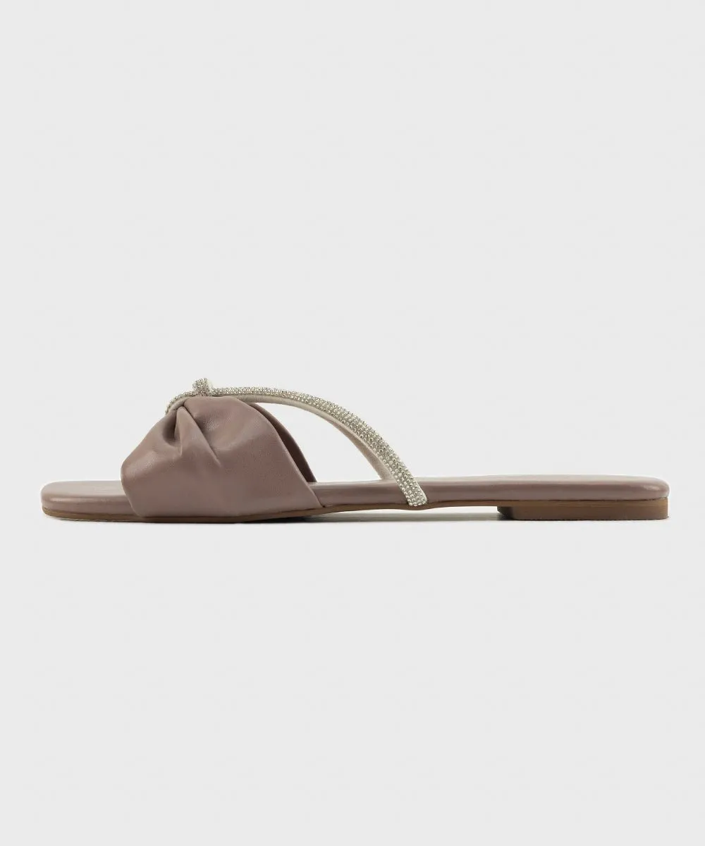 Embellished Faux Leather Flats