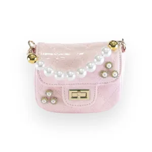 Embellished Patent Quilted Pink Purse