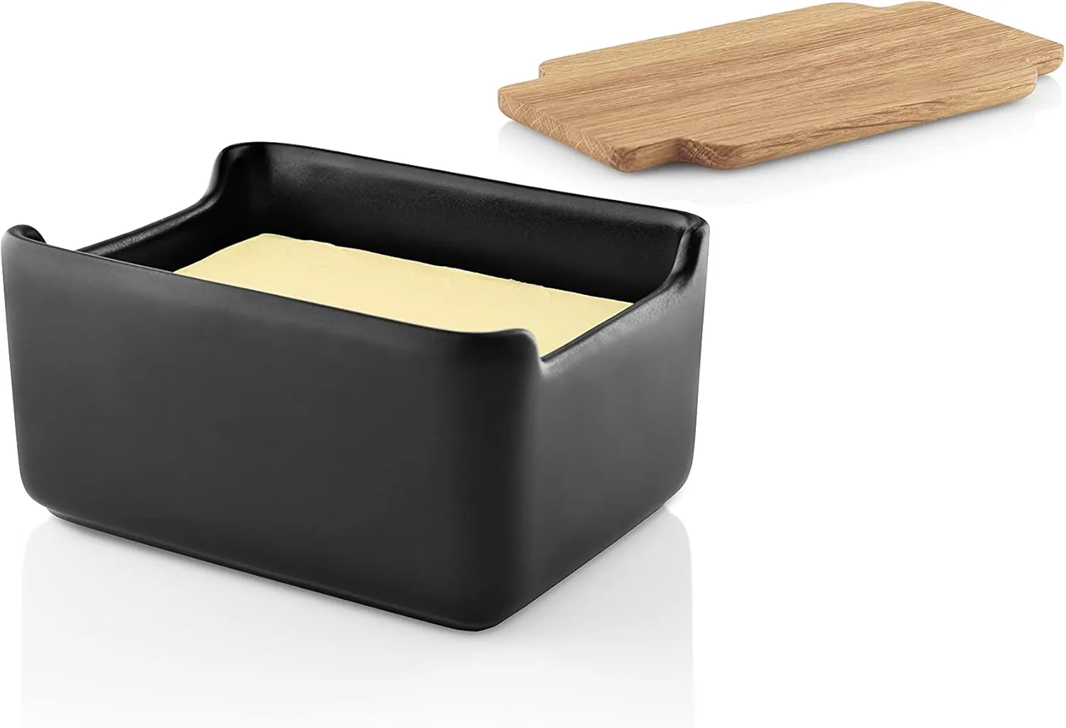EVA SOLO | Nordic Kitchen Butter Dish | Black with oak lid | For standard butter packs | Stylish and modern design | Danish Design & Functionality