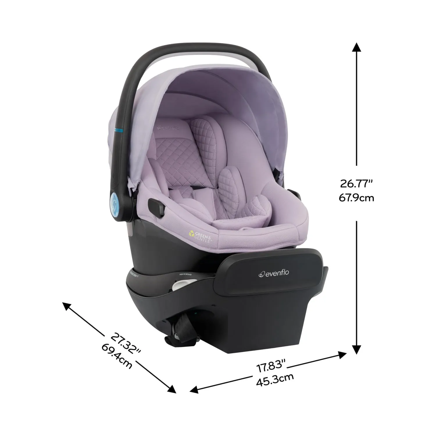 Evenflo Revolve180 LiteMax NXT Rotational Infant Car Seat with SensorySoothe (Agate Purple)