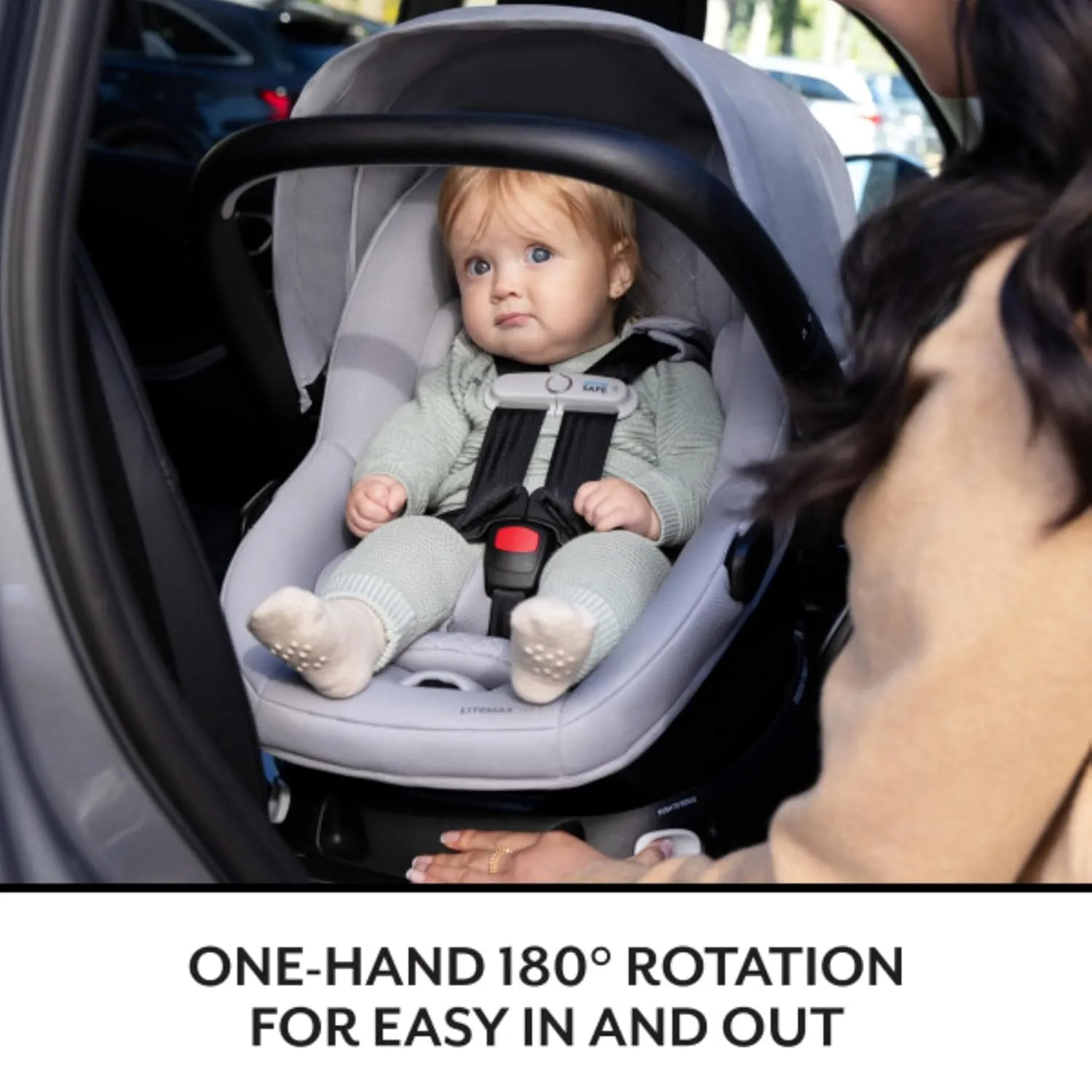 Evenflo Revolve180 LiteMax NXT Rotational Infant Car Seat with SensorySoothe (Flint)