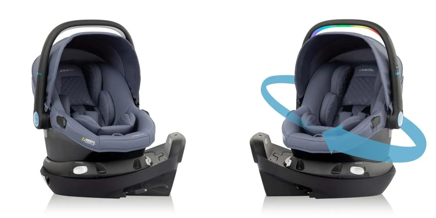 Evenflo Revolve180 LiteMax NXT Rotational Infant Car Seat with SensorySoothe (Flint)