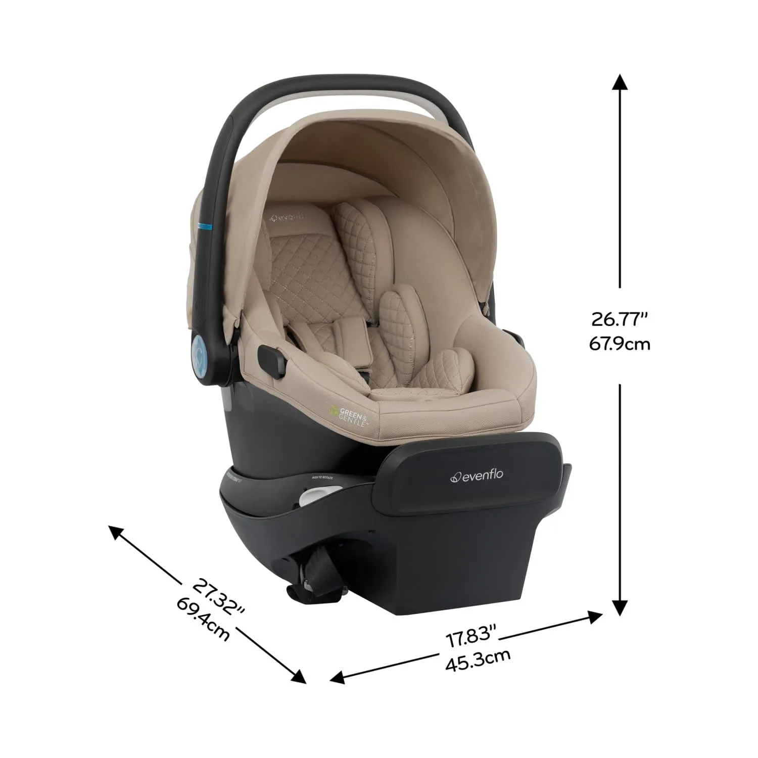 Evenflo Revolve180 LiteMax NXT Rotational Infant Car Seat with SensorySoothe (Topaz)