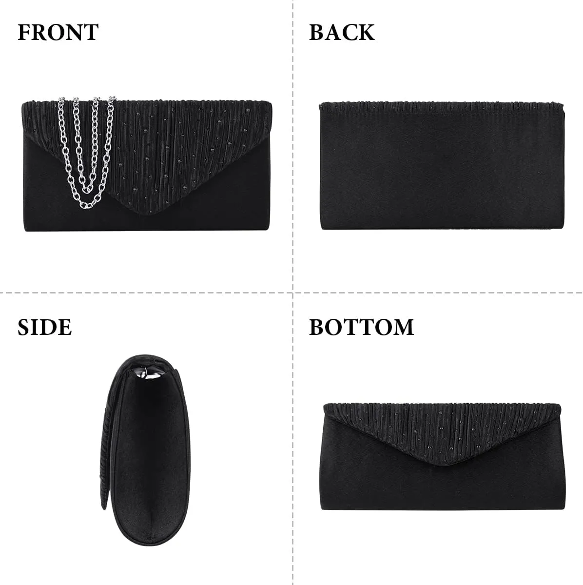 Evening Bag Clutch Purses for Women, Rhinestones Purse, Sparkling Envelope Evening Bag with Detachable Chain