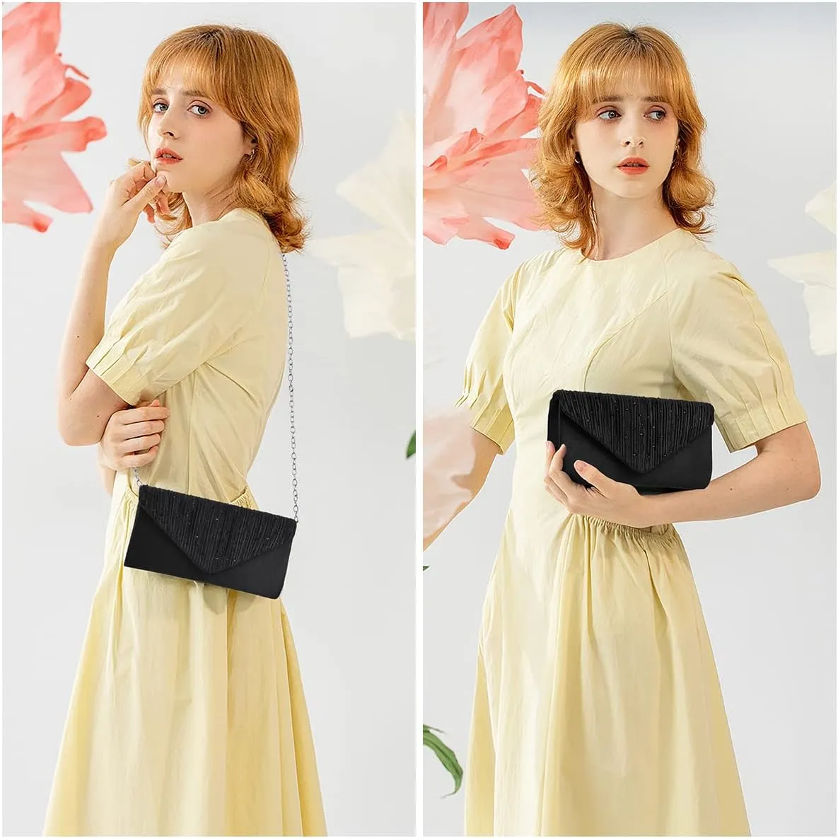 Evening Bag Clutch Purses for Women, Rhinestones Purse, Sparkling Envelope Evening Bag with Detachable Chain