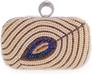 Evening Party Bag European and American Popular Ruili Dinner Party Bag Women's Pearl Beaded Bag(E)