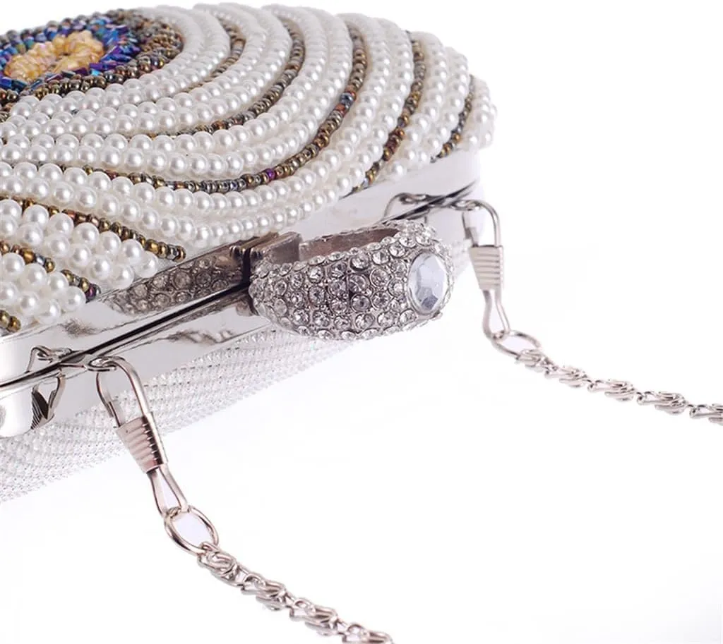 Evening Party Bag European and American Popular Ruili Dinner Party Bag Women's Pearl Beaded Bag(E)