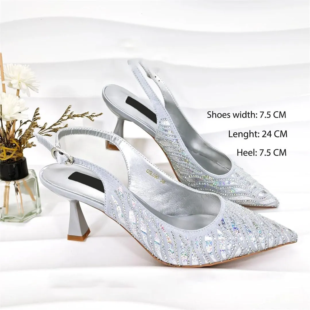 Evening Sandals Clutch Rhinestone Partywear Shoe Set
