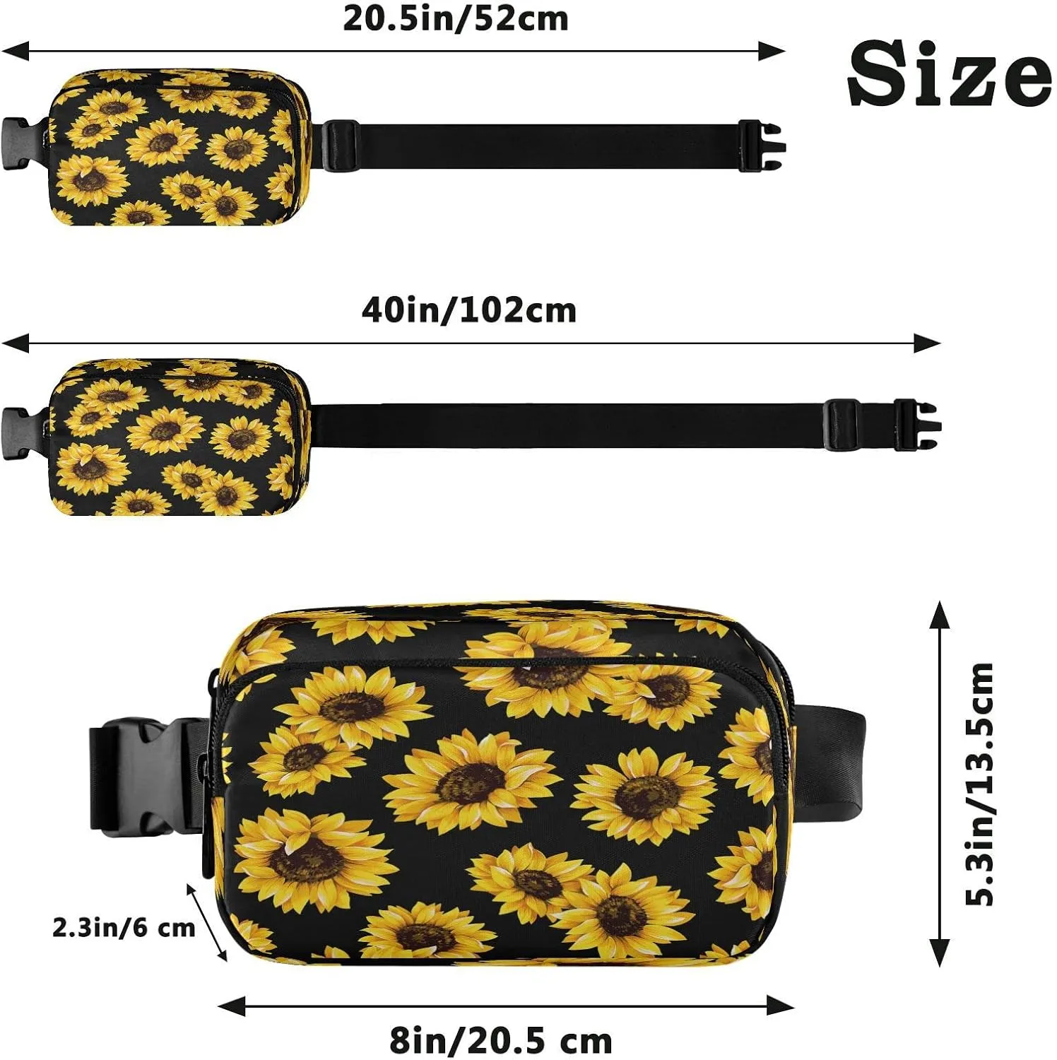 Exnundod Spring Sunflowers Fanny Waist Pack for Men Women Waist Bag Crossbody Fanny Pack Lightweight Running Hiking Waist Packs Thanksgiving Christmas Gifts