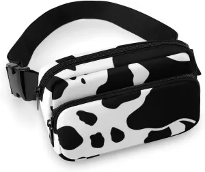 Fanny Pack for Men&Women Crossbody Waist Bag Small Sling Backpack Black And White Cow Print Belt Bag