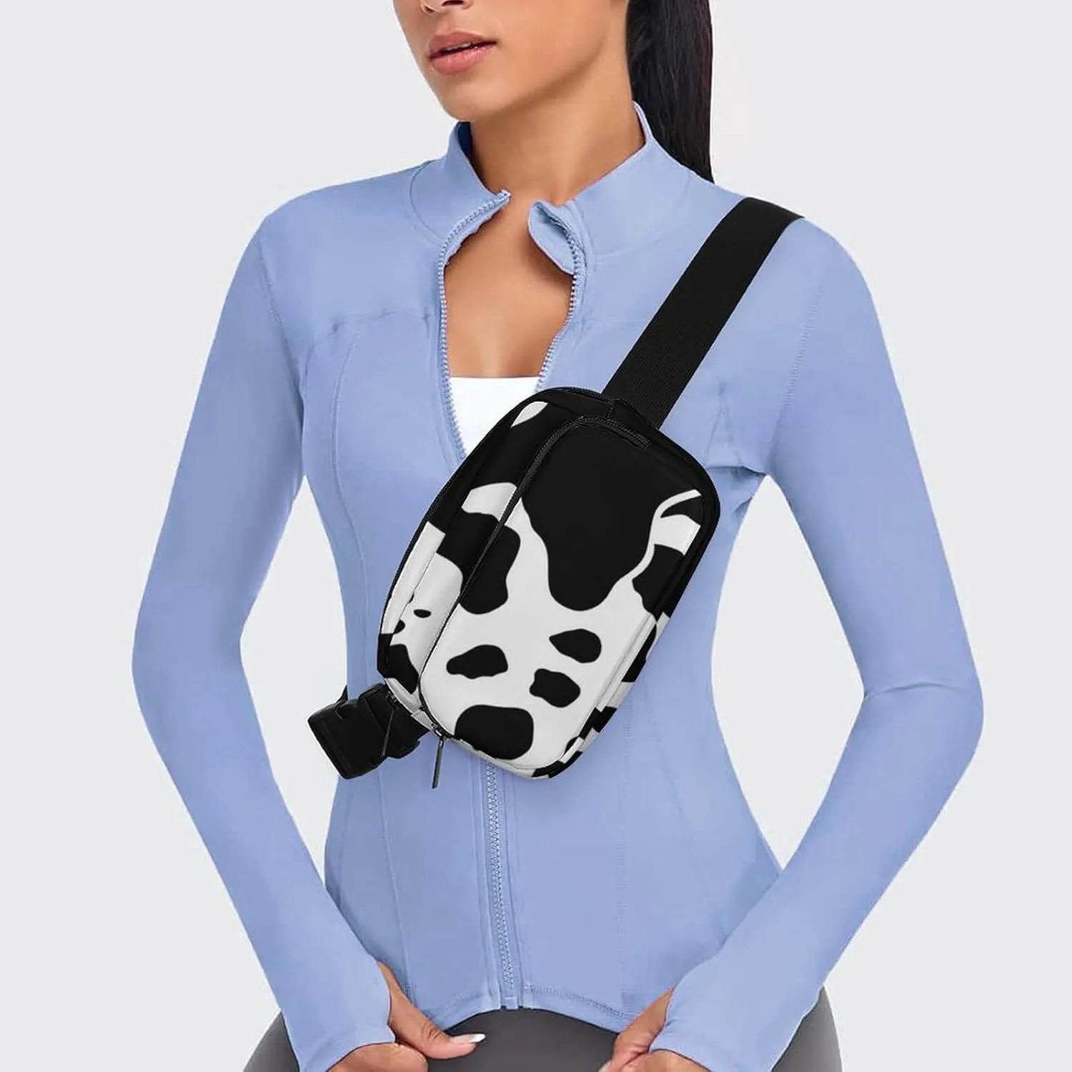 Fanny Pack for Men&Women Crossbody Waist Bag Small Sling Backpack Black And White Cow Print Belt Bag