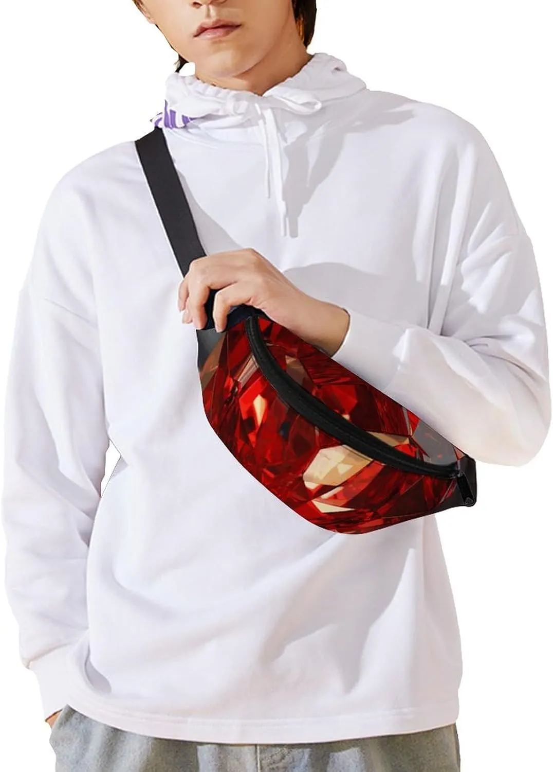 Fanny Pack for Women Men A Heart Shape Waist Pack Adjustable Belt Bag for Workout Running Travelling Casual Waist Bag, 36*15cm, style-1