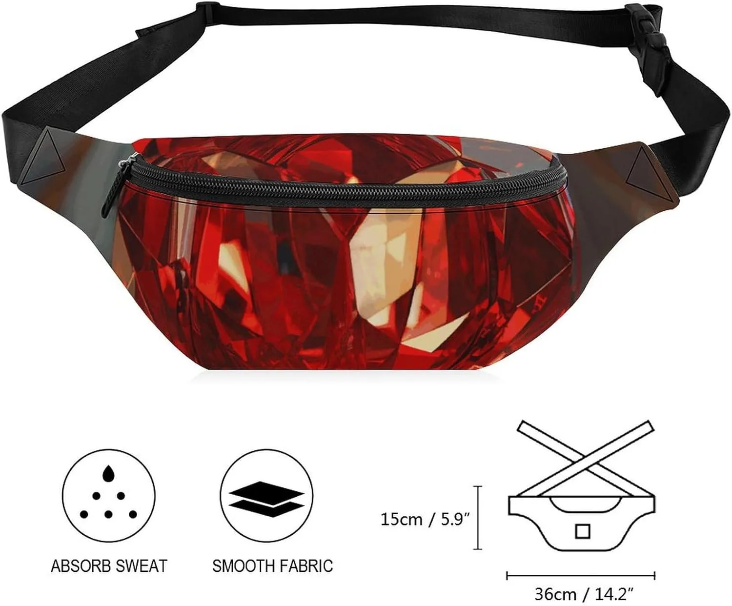 Fanny Pack for Women Men A Heart Shape Waist Pack Adjustable Belt Bag for Workout Running Travelling Casual Waist Bag, 36*15cm, style-1