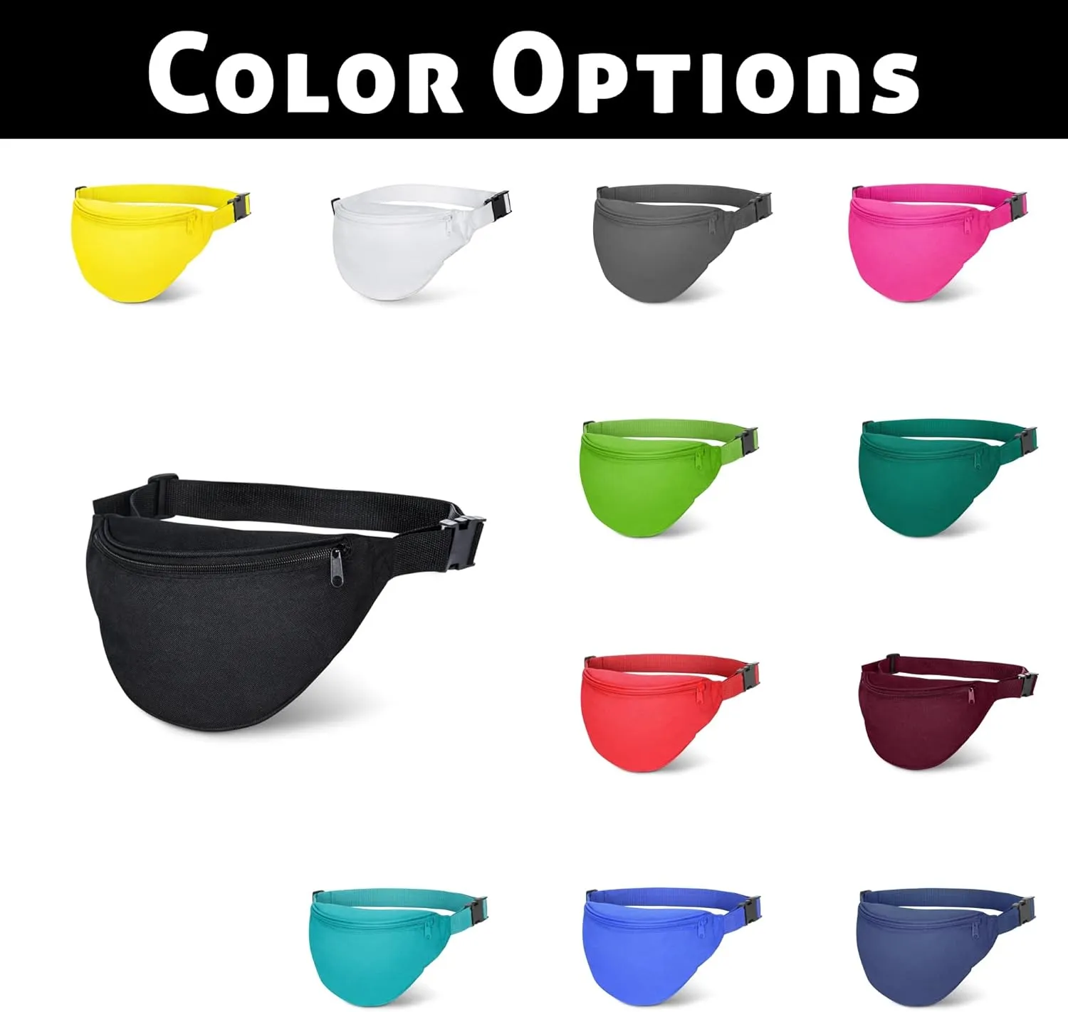 Fanny Pack, MISSMOON Adjustable 2 Zipper Travel Sport Running Hiking Walking Biking Waist Fanny Pack Bag For Woven Men Adult BLACK