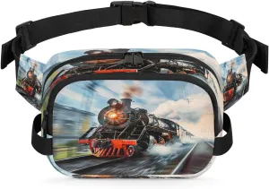 Fanny Pack Purse Vintage Locomotive Train Crossbody Bag for Women Men, Waterproof Fanny Pack Belt Bag with Adjustable Strap for Travel Running Cycling