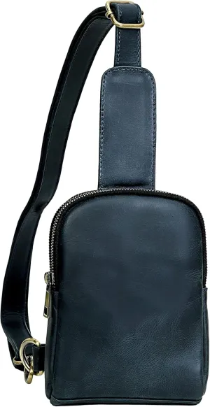 Fanny Packs for Women Leather Fashionable dark blue Small Crossbody Sling Bag Purses Chest Bag for Men Girls Boys