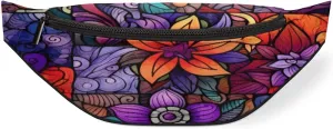 Fanny Packs for Women Men Sling Bag Crossbody Bags Men Waist Bag Colorful Bohemian Floral Fanny Pack for Women Belt Bag for Travel Hiking Running