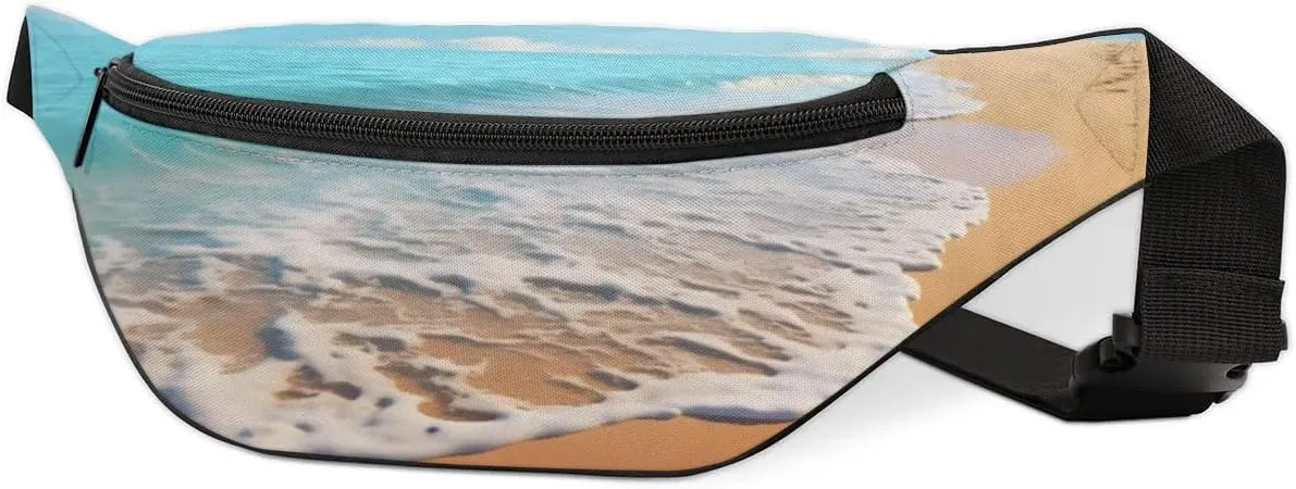 Fanny Packs for Women Men Sling Bag Crossbody Bags Men Waist Bag Sea Waves Beach Fanny Pack for Women Belt Bag for Travel Hiking Running