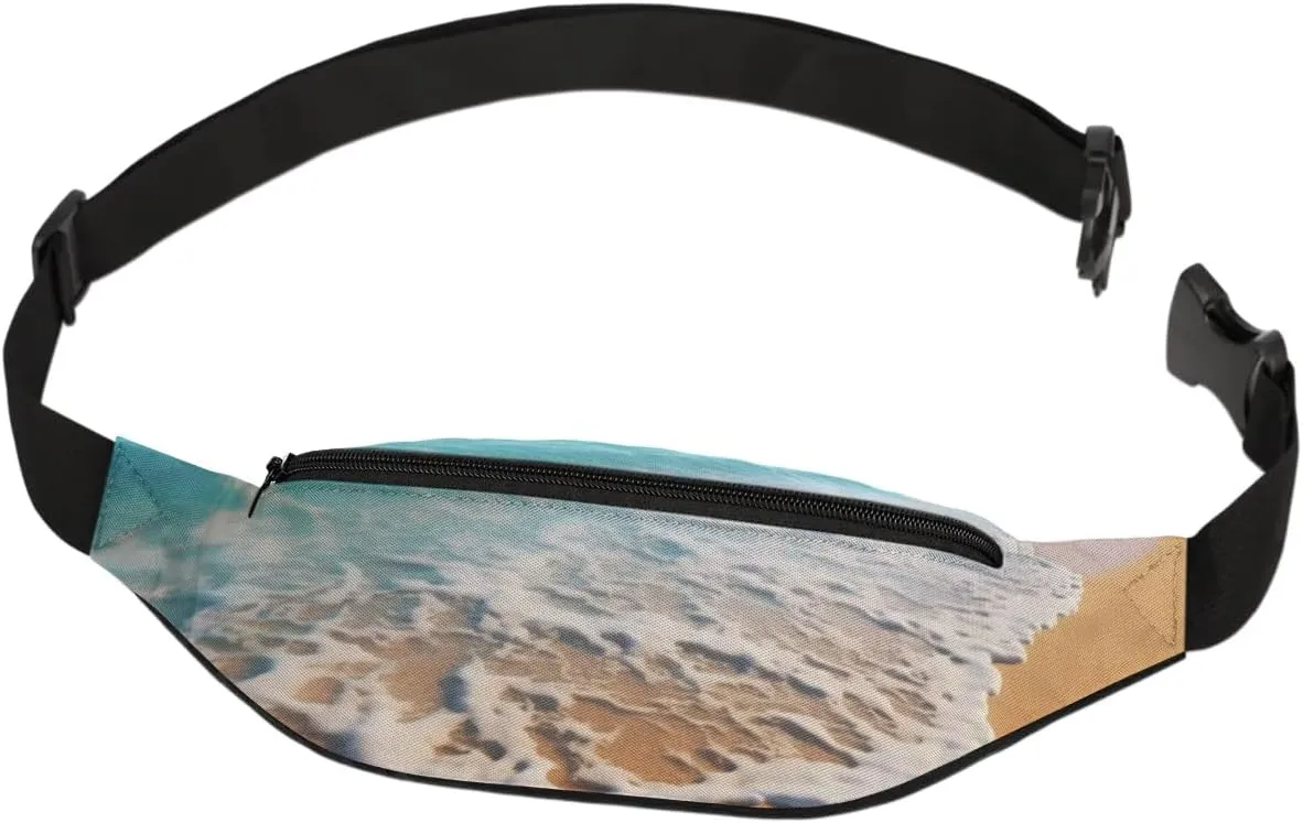 Fanny Packs for Women Men Sling Bag Crossbody Bags Men Waist Bag Sea Waves Beach Fanny Pack for Women Belt Bag for Travel Hiking Running