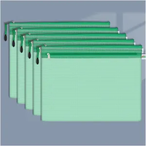 File Organizer A4 A5 B5 D File Bag Mesh Bag Zipper Bag PVC Transparent File Bag Student Information Bag for Teacher Civil Servant Office Worker File Folders (Color : 5pcs-D-Pink) (5pcs a4)