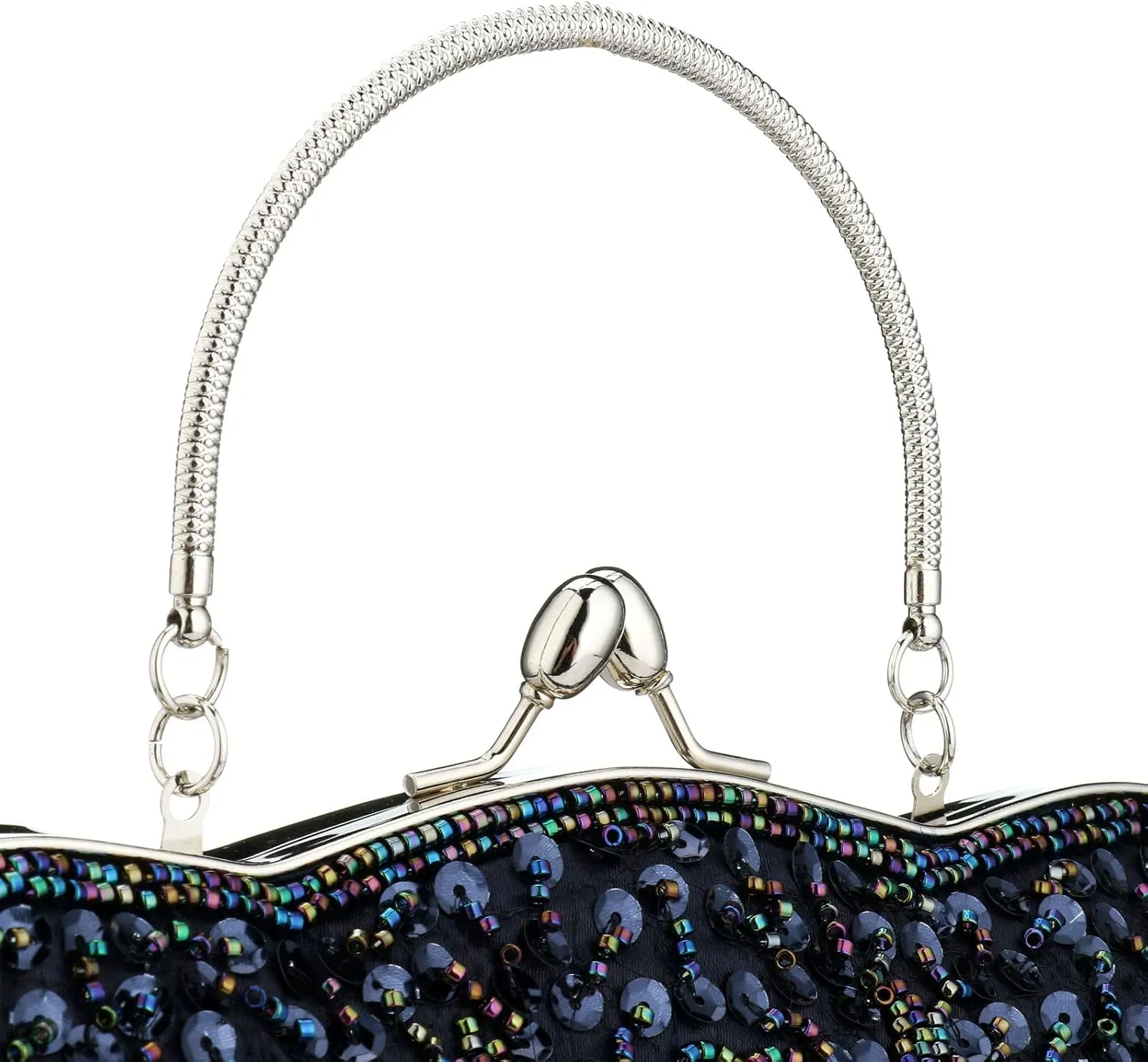 Floral Designer Evening Bag Beaded Sequin Design Vintage Kissing Lock Satin Clutch Purse Bag Wedding Party Clutch