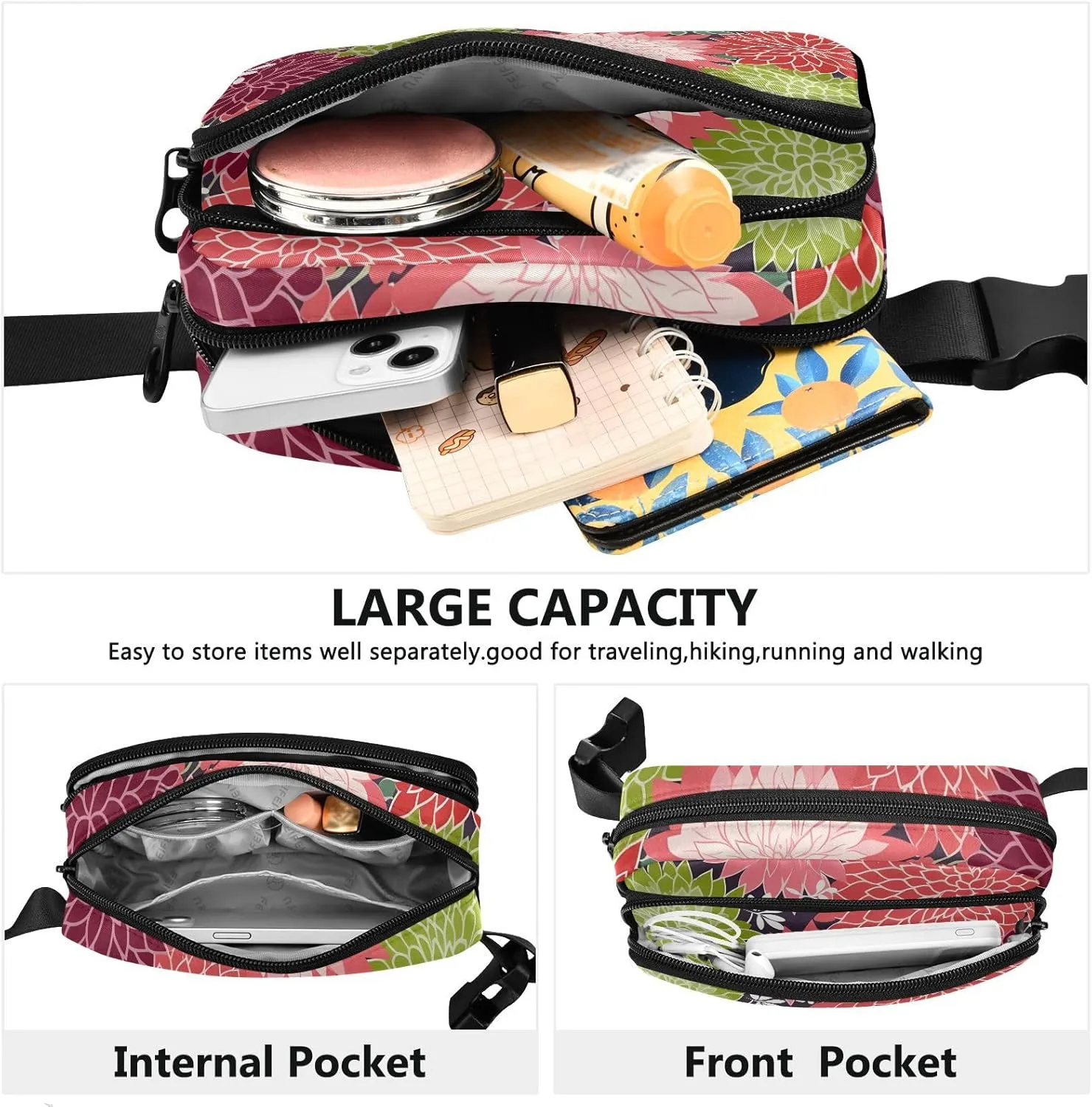 Flower Floral Fanny Packs for Women Fanny Pack For Men Belt Bag Crossbody Fanny Packs for Women Running Fanny Pack Waist Pack 21340123