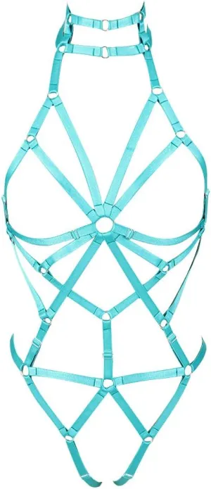 Full body harness for women Lingerie cage Festival Rave Chest strap Garter belt set Punk Goth Halloween Stretchy Fabric