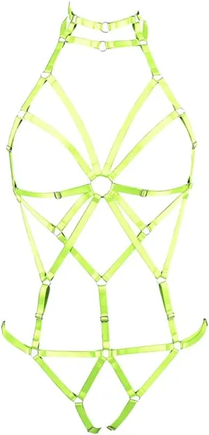 Full body harness for women Lingerie cage Festival Rave Chest strap Garter belt set Punk Goth Halloween Stretchy Fabric