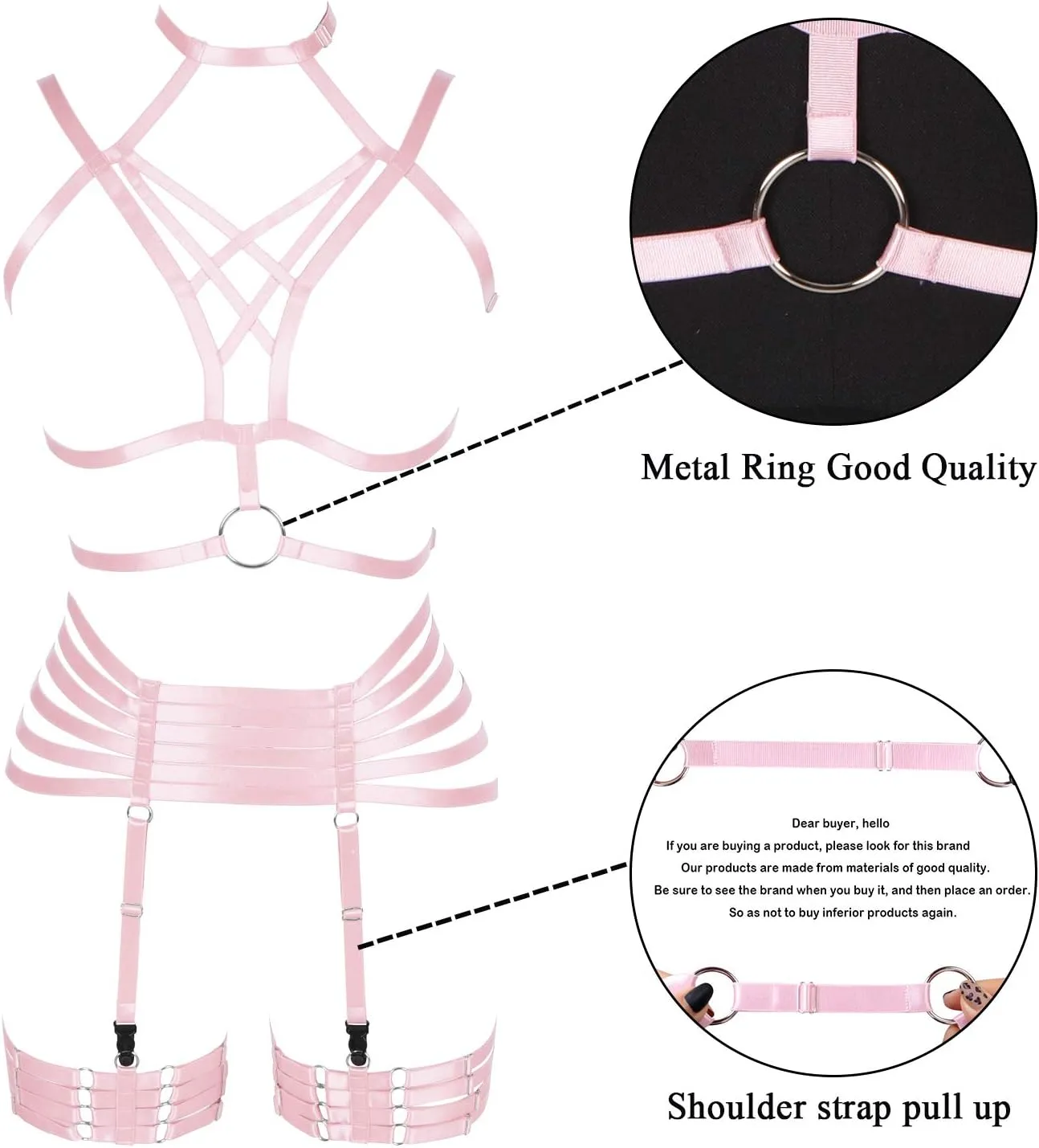 Full Harness Garter Bra Set Lingerie Women Cage Punk Gothic Belt Festival Rave Plus Size Dance Photography Clothing