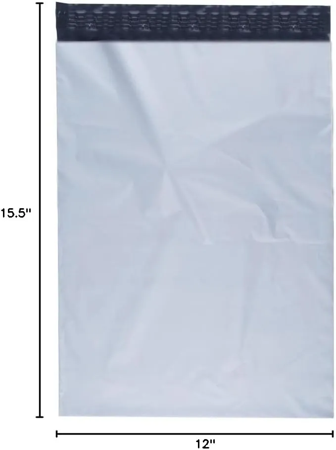 FungLam Grey Plastic Poly Mailers, 12 x 15.5 inches, 100 Count, Self-Seal, Water & Puncture Resistant