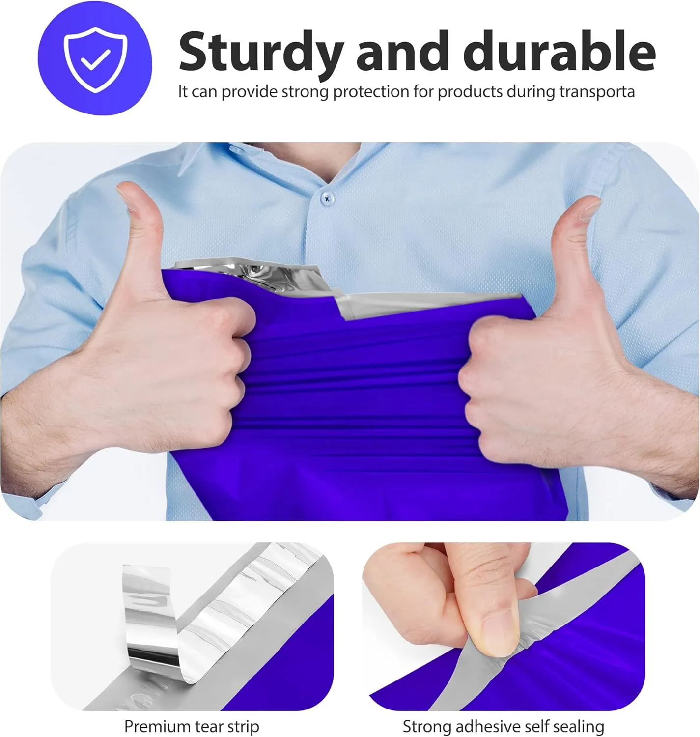 Fuxury Large Poly Mailers 14.5x19'' 100Pc, Waterproof Shipping Bags for Clothing, Strong Adhesive Mailers Poly Bags for Small Business Suppliers, Durable Shipping Envelopes Mailing Bags Blue