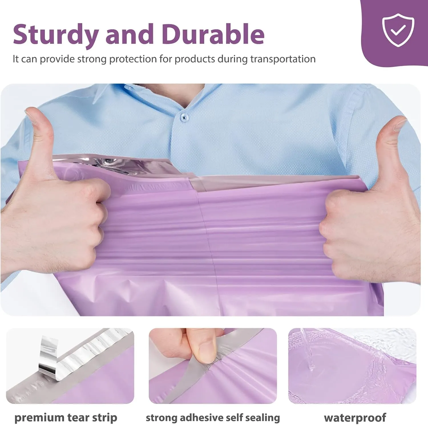 Fuxury Large Poly Mailers 24x24 Inch 50 Pcs, Waterproof Shipping Bags for Clothing, Strong Adhesive Shipping Envelopes for Small Business Suppliers, Self Seal Mailers Poly Bags Mailing Bags Purple