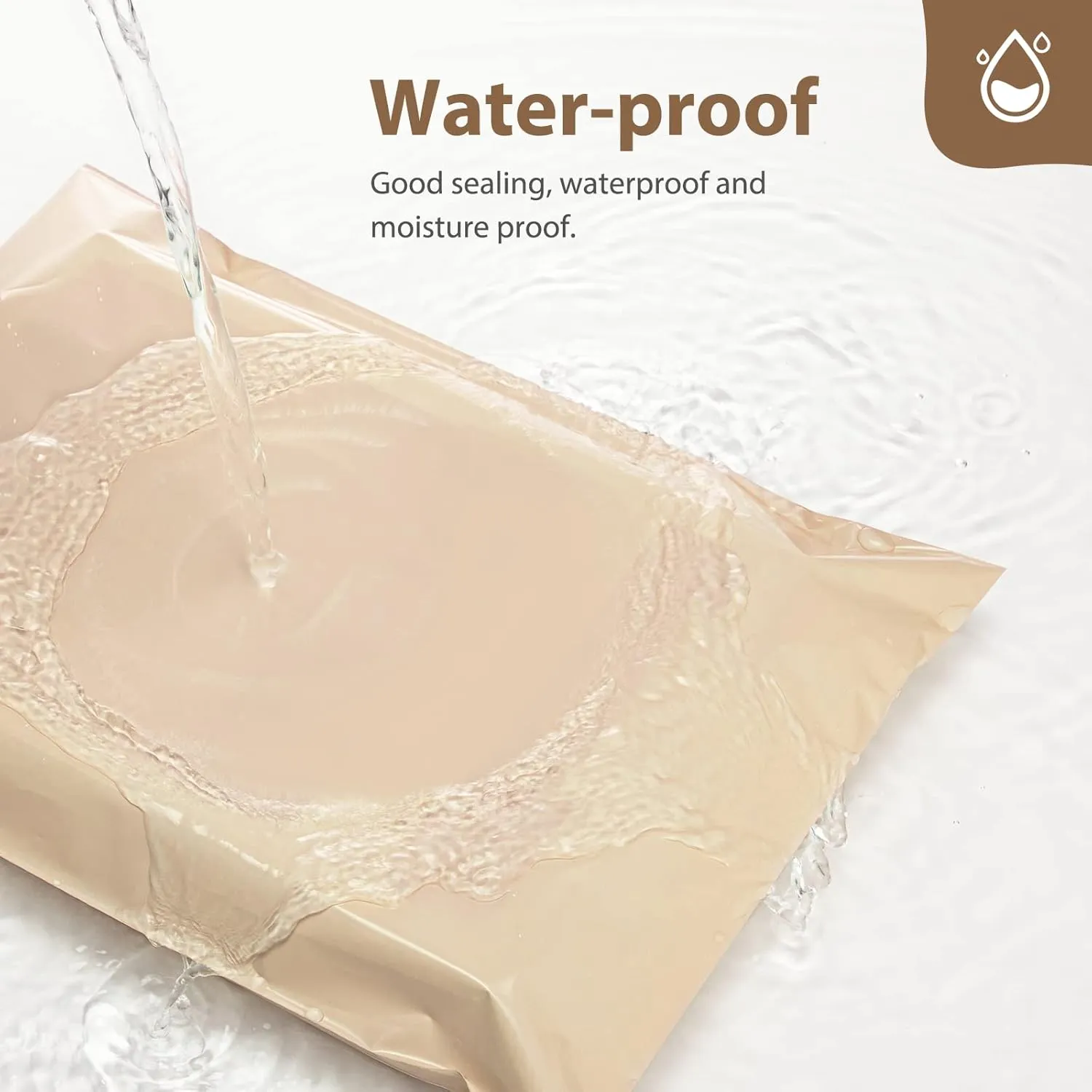 Fuxury Poly Mailers 10x13 Inch 100 Pcs, Waterproof Shipping Bags for Clothing, Strong Adhesive Shipping Envelopes for Small Business Suppliers, Self Seal Mailers Poly Bags Mailing Envelopes Beige