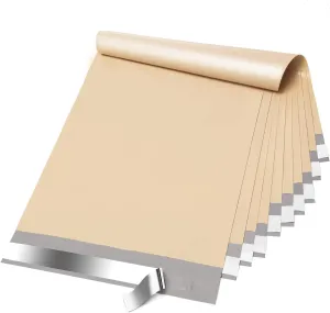 Fuxury Poly Mailers 10x13 Inch 100 Pcs, Waterproof Shipping Bags for Clothing, Strong Adhesive Shipping Envelopes for Small Business Suppliers, Self Seal Mailers Poly Bags Mailing Envelopes Beige