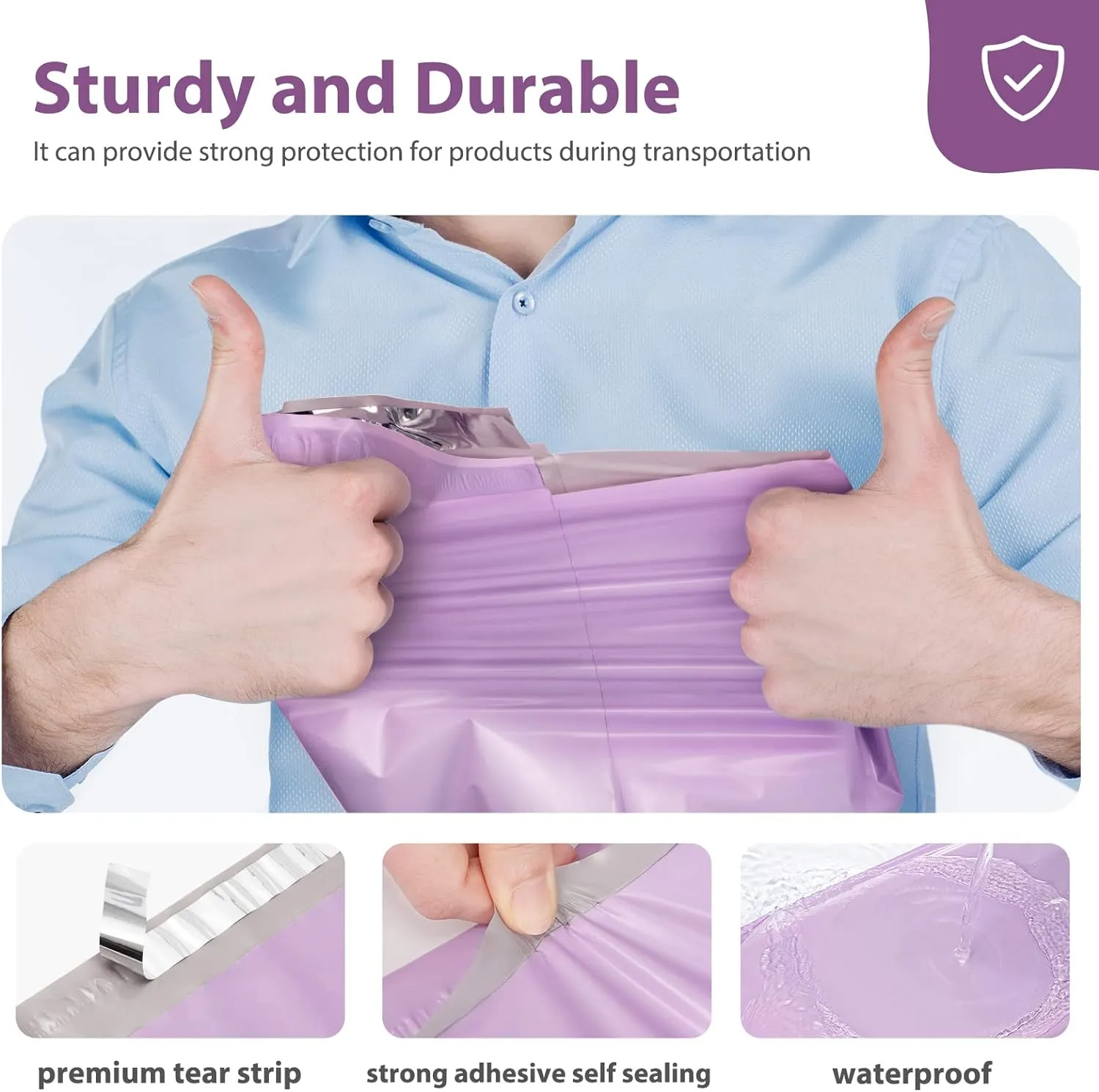 Fuxury Poly Mailers 10x13 Inch 200 Pcs, Bulk Shipping Bags for Clothing, Strong Adhesive Shipping Envelopes for Small Business Suppliers,Waterproof Mailers Poly Bags Mailing Envelopes Light Purple