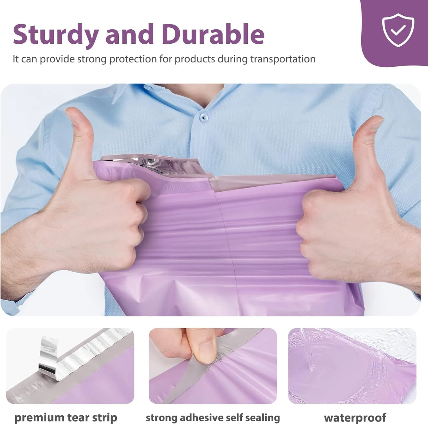 Fuxury Poly Mailers 14.5x19 Inch 100 Pcs, Waterproof Shipping Bags for Clothing, Strong Adhensive Shipping Envelopes for Small Business Suppliers, Self Seal Mailers Poly Bags Mailing Envelopes Purple