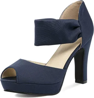 GATUXUS Women's Chunky High Heels Sandals Open Toe Platform Ankle Strappy Sandals Dress Shoes