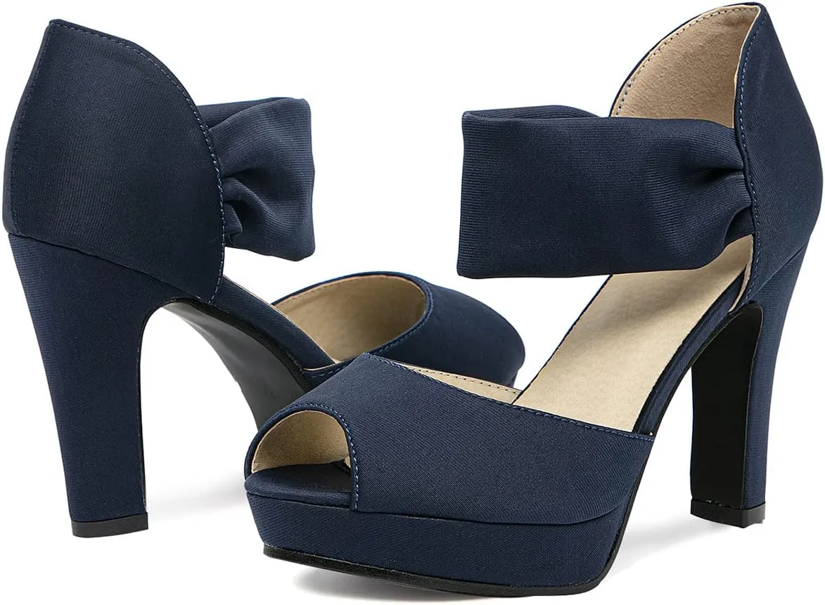 GATUXUS Women's Chunky High Heels Sandals Open Toe Platform Ankle Strappy Sandals Dress Shoes