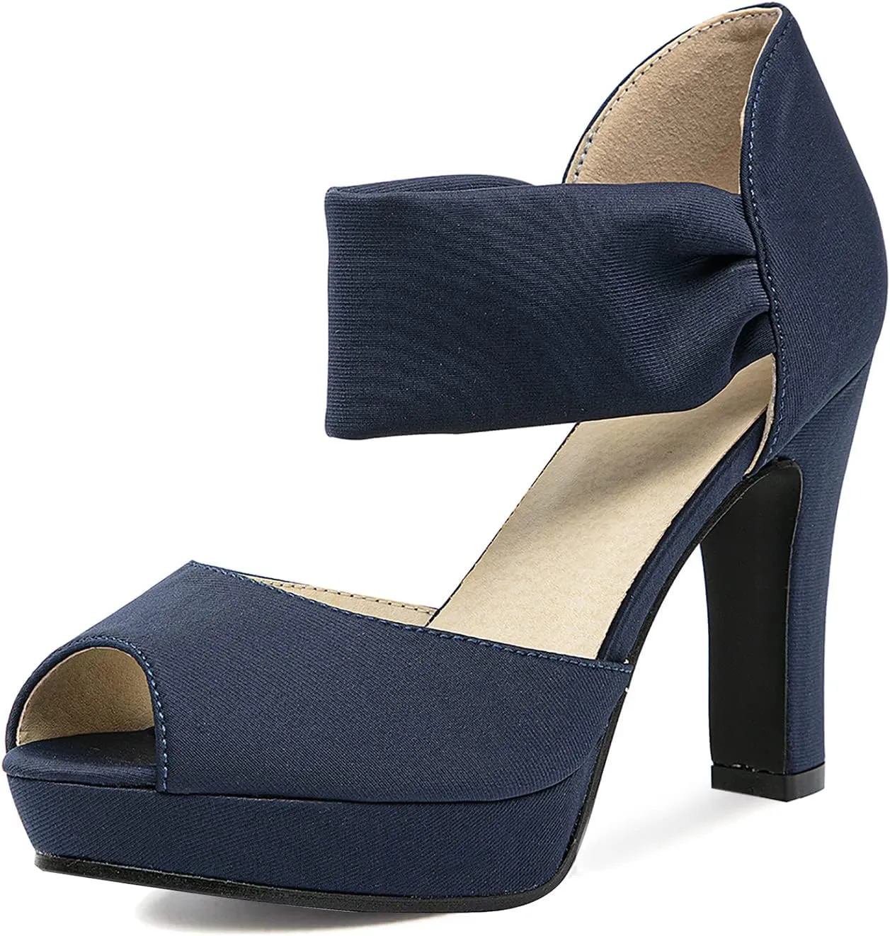 GATUXUS Women's Chunky High Heels Sandals Open Toe Platform Ankle Strappy Sandals Dress Shoes