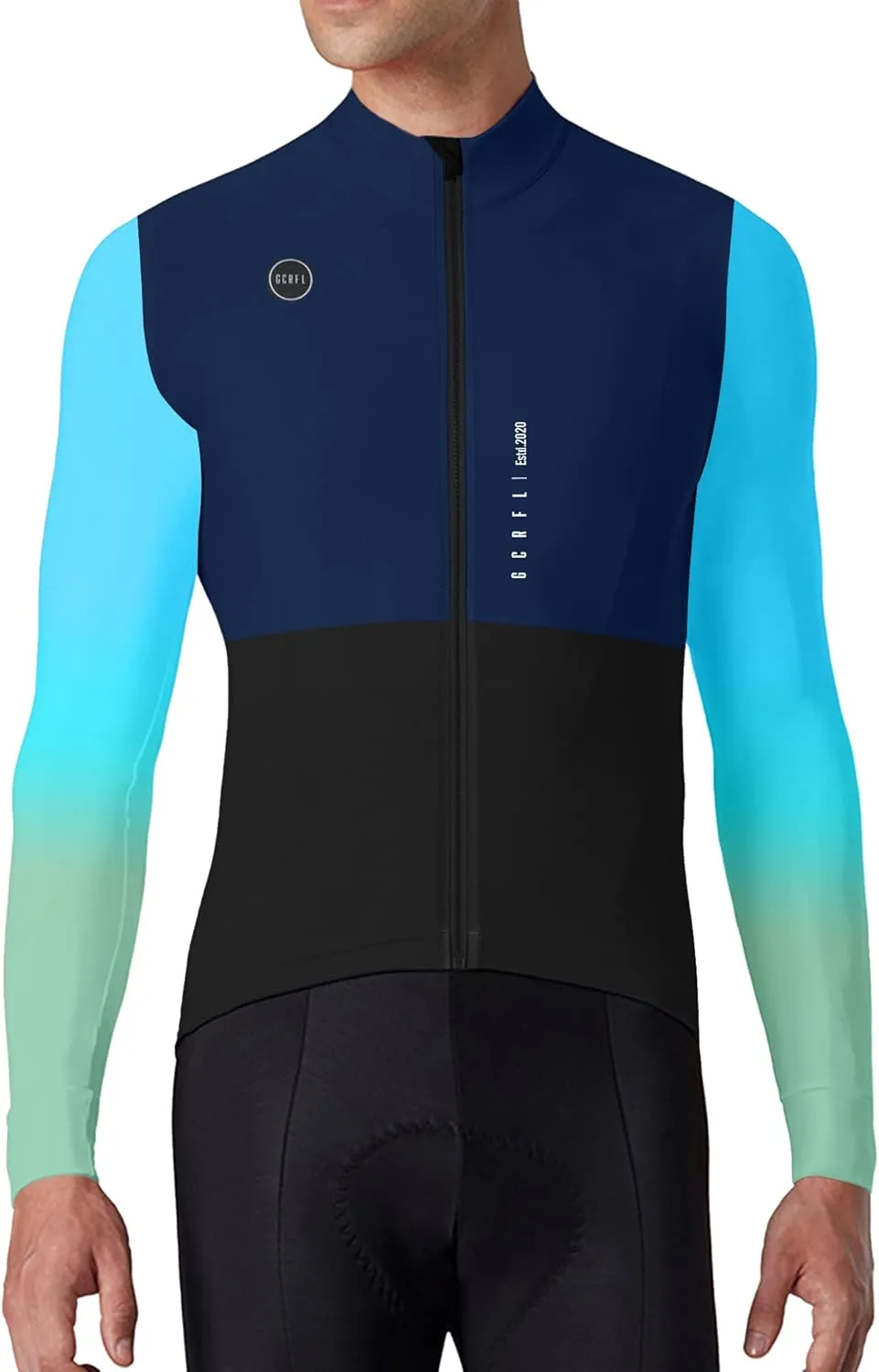 GCRFL Men's Cycling Jersey Long Sleeves Road Bike Jersey Shirt Cycling Tops, Zipper Pocket Lightweight PRO Race Fit UPF 50 